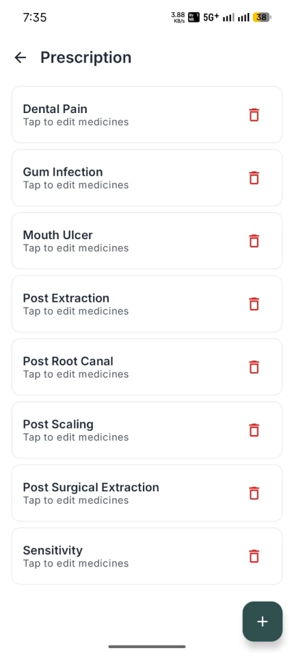 Prescription screen